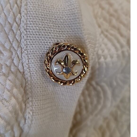 Vintage St. John Collection Marie Printed Ivory Blouse‑Cardigan Sz P – Cropped - Picture 8 of 11